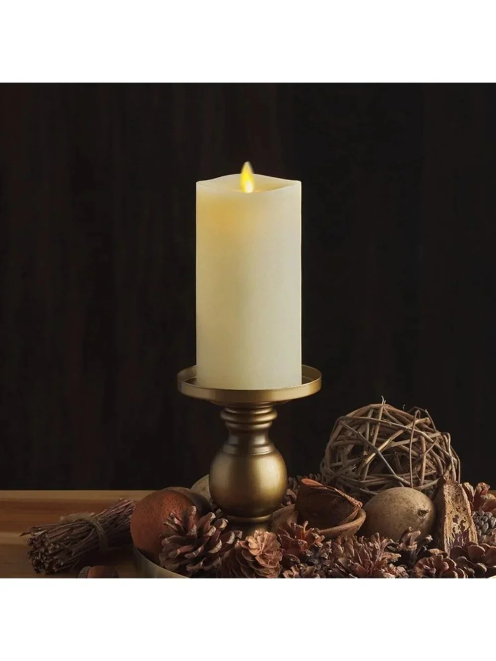 Realistic Flameless LED Pillar Candle - Ivory Flickering Flame - Indoor/Outdoor